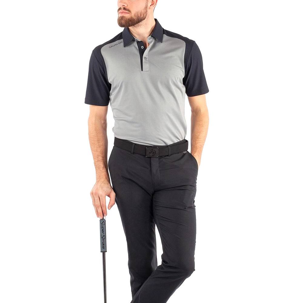 Galvin Green Massimo Ventil8 Plus Golf Polo Sharkskin/Black - FW22