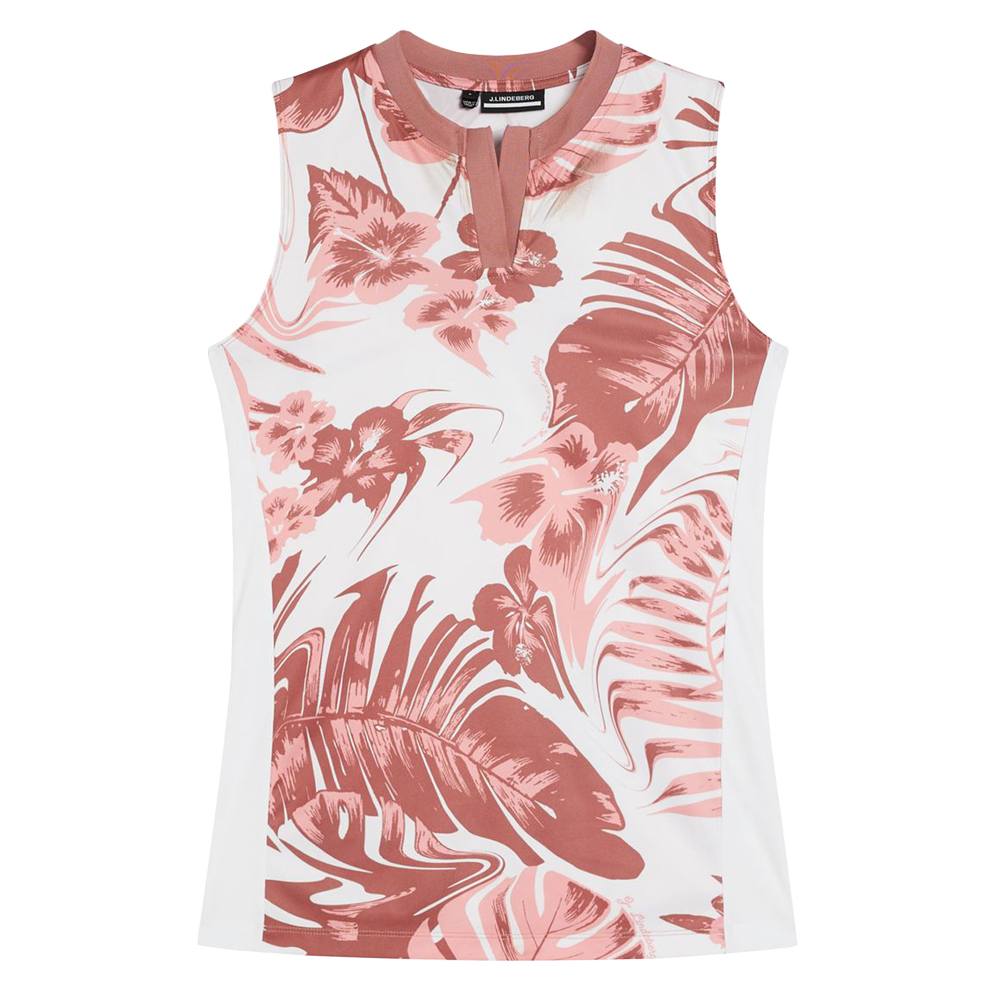 J.Lindeberg Meya Print Sleeveless Golf Top Hibiscus Pink - SS23 Women