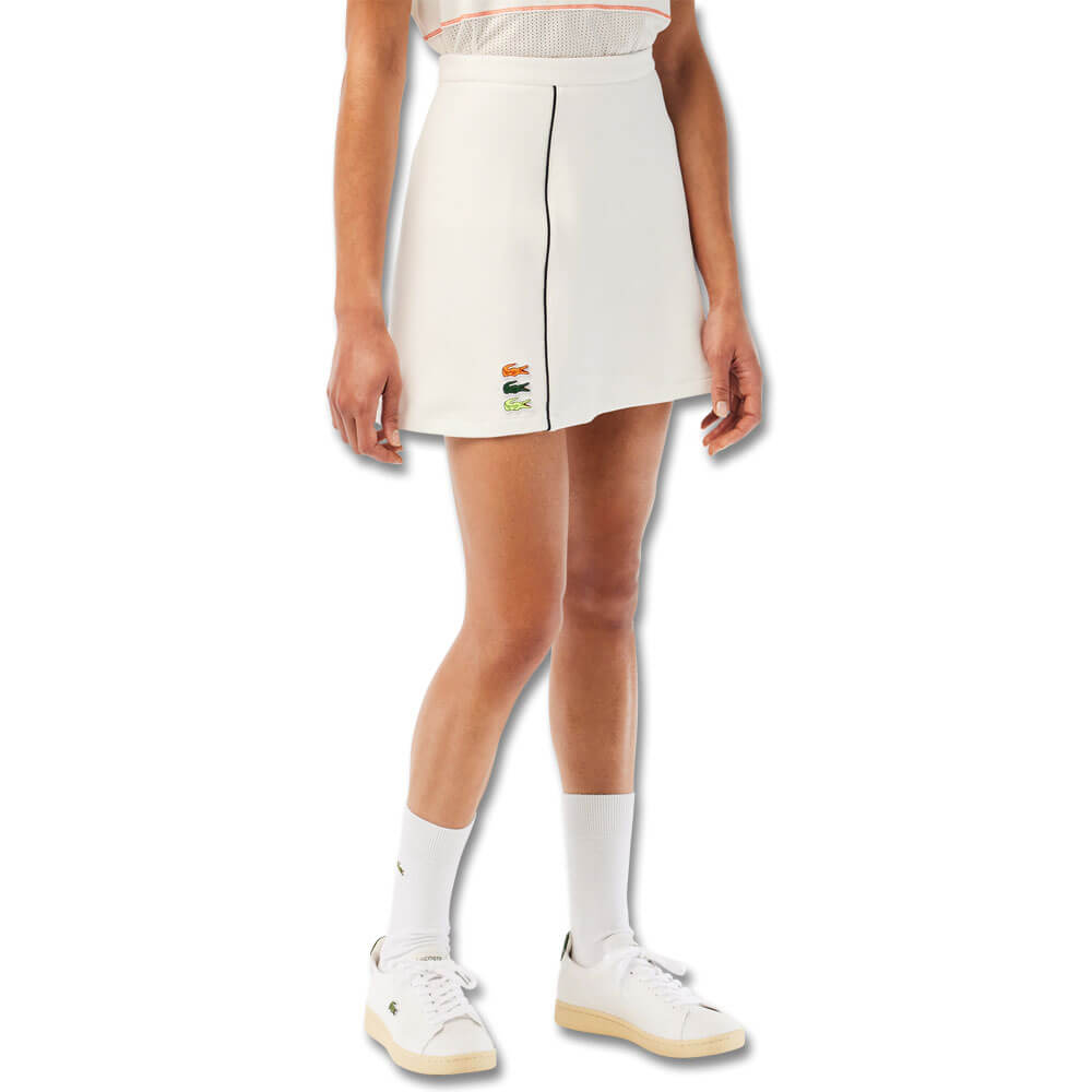 Lacoste Organic Cotton French Made Golf Skirt Off White - SS23 Women