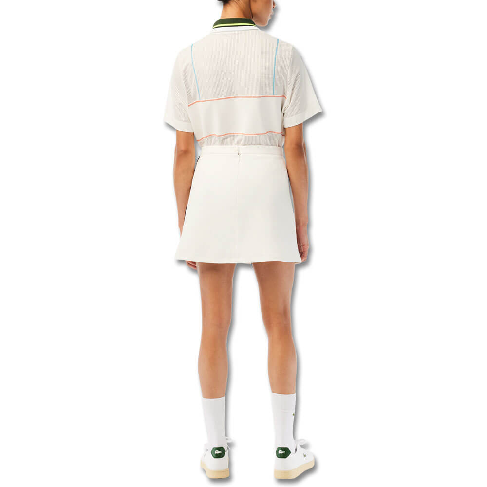 Lacoste Organic Cotton French Made Golf Skirt Off White - SS23 Women