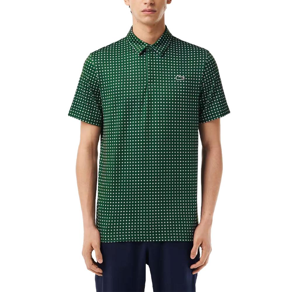 Lacoste Printed Recycled Polyester Golf Polo Green/White - FW23 Men