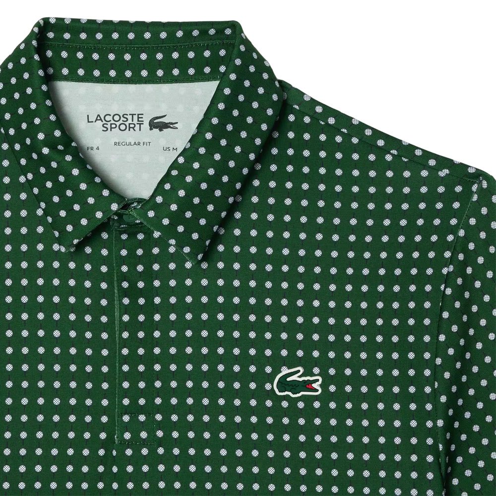 Lacoste Printed Recycled Polyester Golf Polo Green/White - FW23 Men