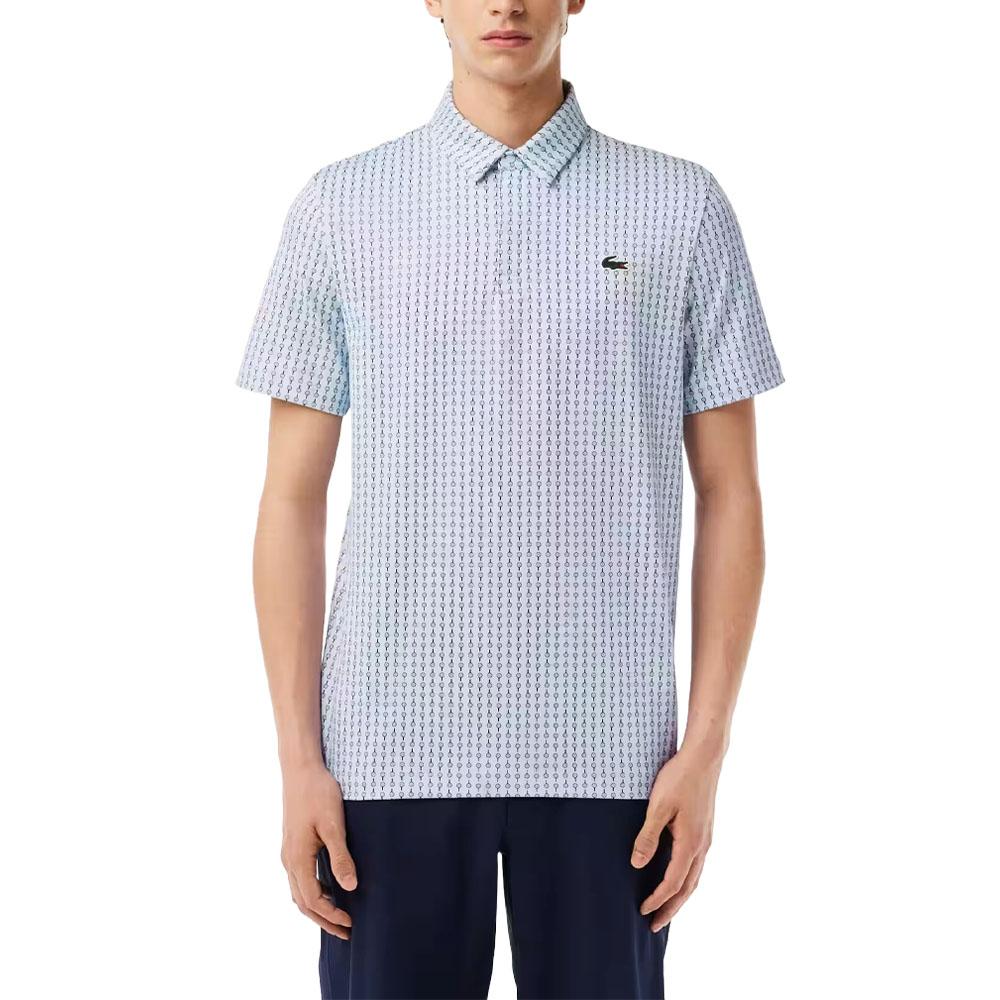 Lacoste Printed Recycled Polyester Golf Polo Light Blue/White - FW23 Men