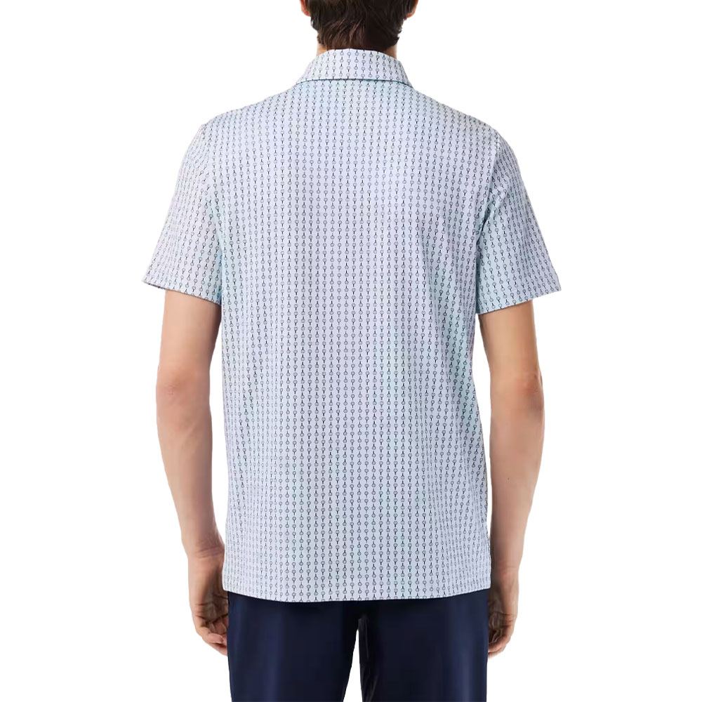 Lacoste Printed Recycled Polyester Golf Polo Light Blue/White - FW23 Men