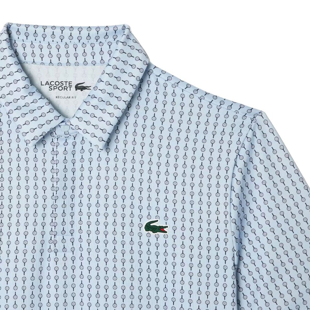 Lacoste Printed Recycled Polyester Golf Polo Light Blue/White - FW23 Men