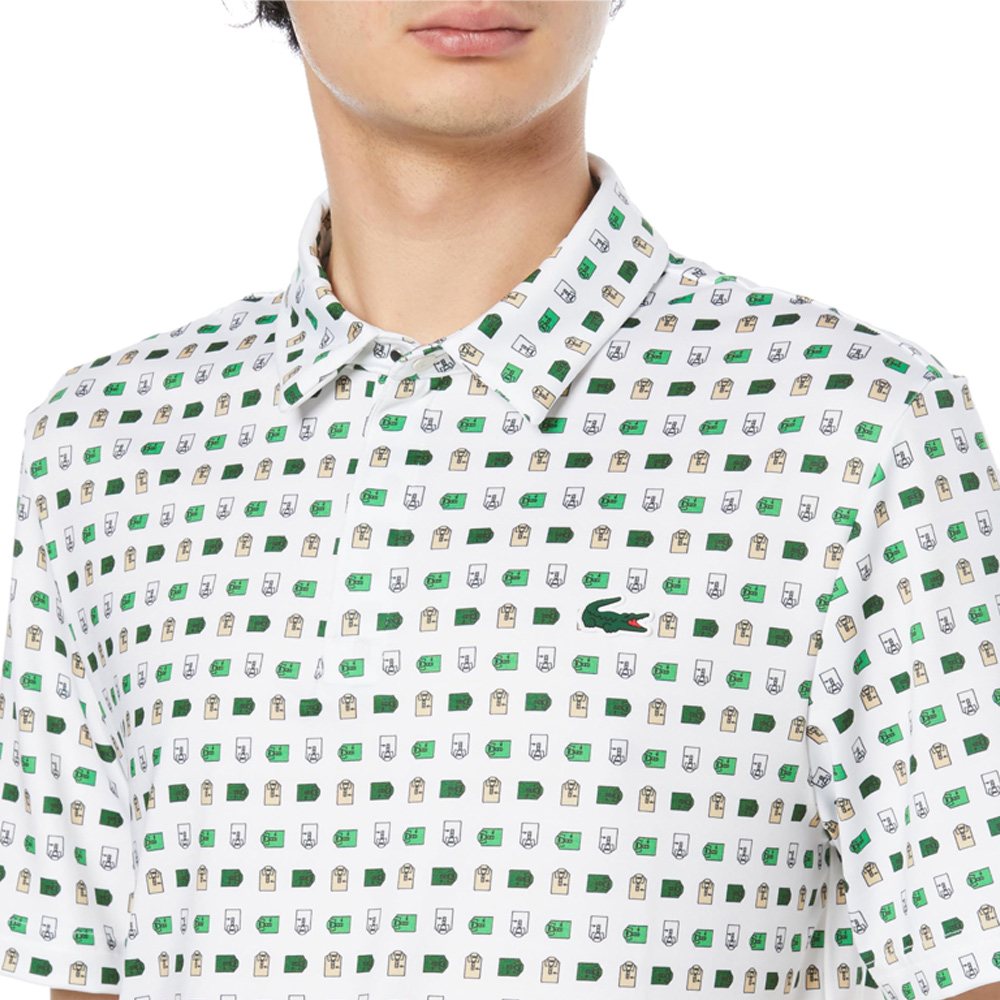 Lacoste Printed Recycled Polyester Golf Polo White/Beige - FW23 Men