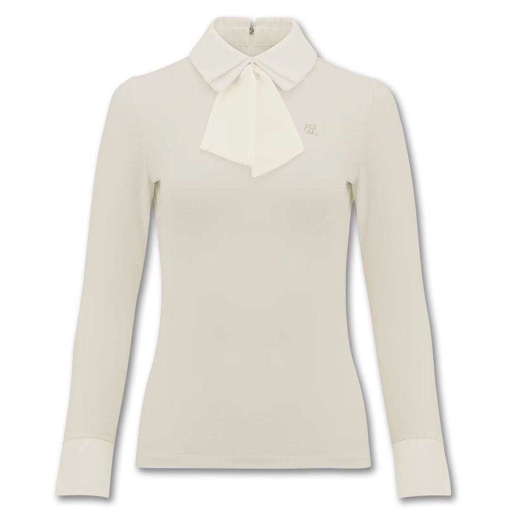 Fairliar Chiffon Ribbon Collar Golf Polo Beige - FW23 Women