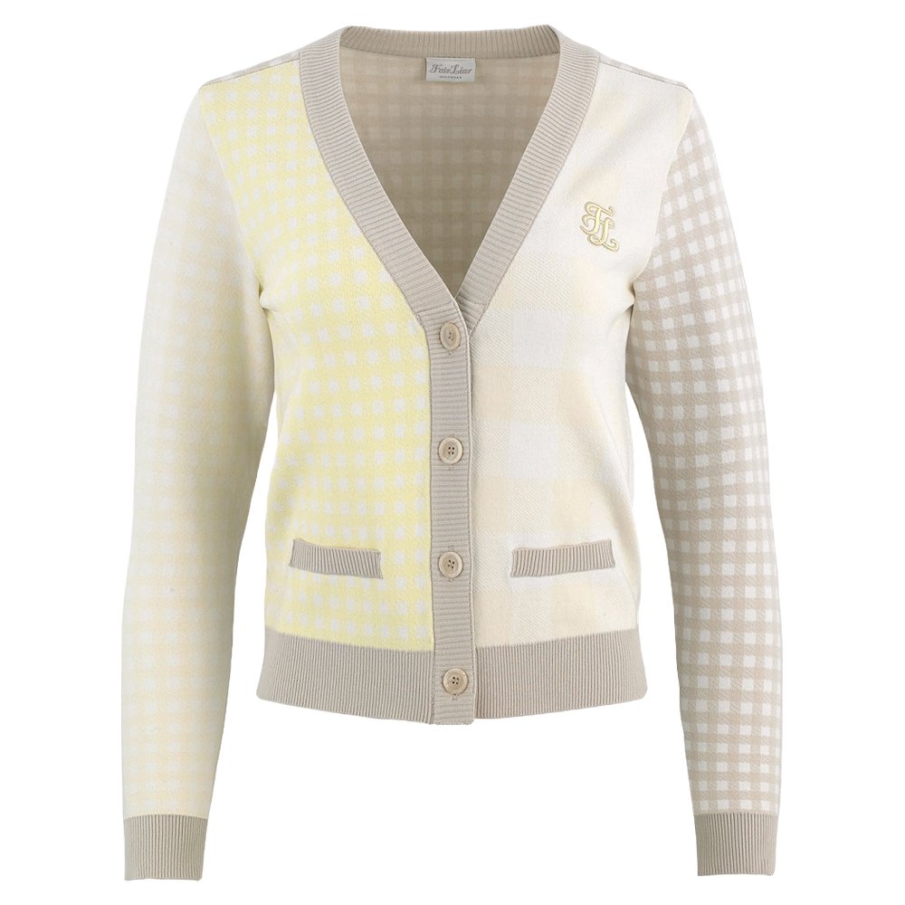 Fairliar FL Gingham Checkered Golf Cardigan Lemon - FW24 Women