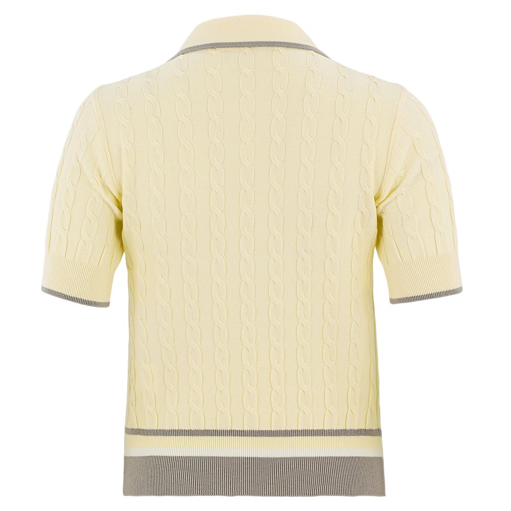 Fairliar Cable Collar Cropped Knit Golf Polo Lemon - FW24 Women