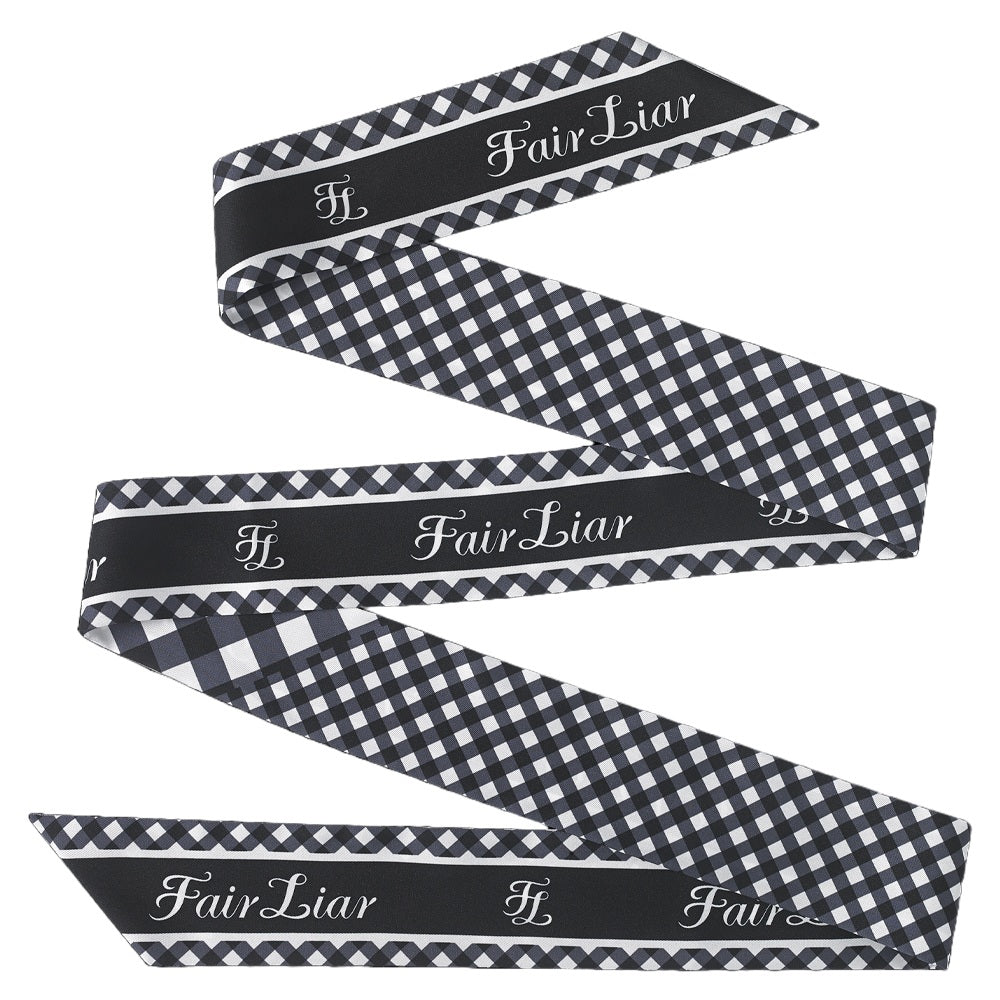 Fairliar Gingham Scarf Set Golf Polo Black - SS24 Women