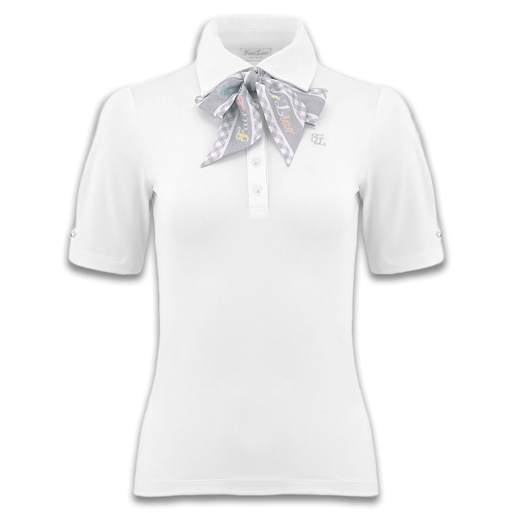 Fairliar Gingham Scarf Set Golf Polo White - SS24 Women