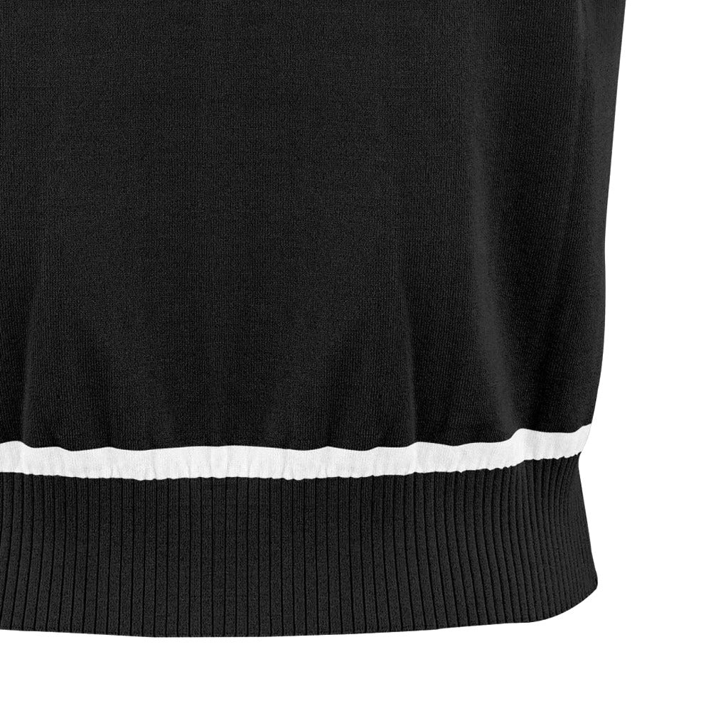 Fairliar V-neck Frill Knit Golf Vest Black - FW24 Women