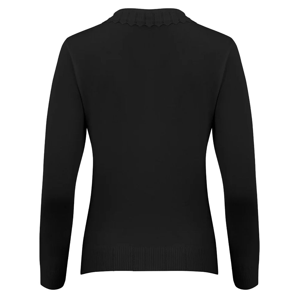 Fairliar Wave Collar Knit Golf Sweater Black - FW24 Women