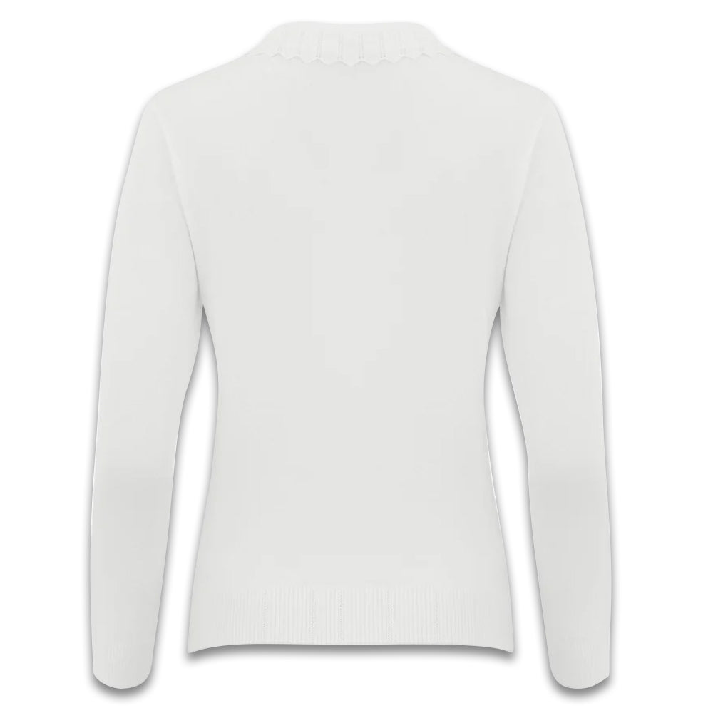 Fairliar Wave Collar Knit Golf Sweater White - FW24 Women