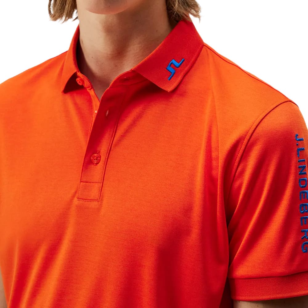 J.Lindeberg Tour Tech Slim Fit Golf Polo Tangerine Tango - 24