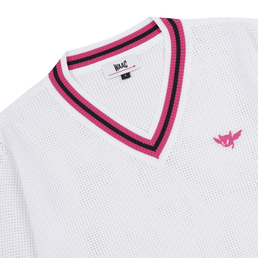 WAAC Mesh V-Neck Golf Sweater White - FW24 Women