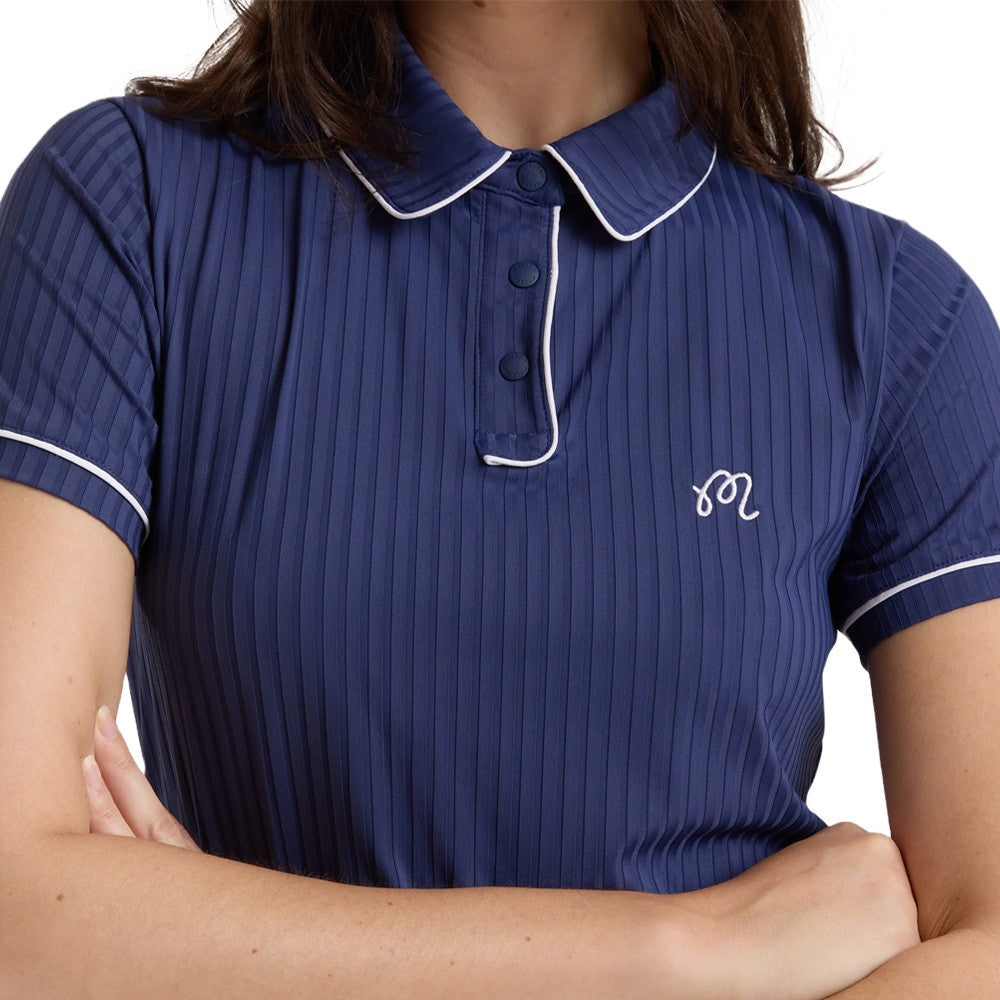 Malbon Anna Shortsleeve Golf Polo Navy/White - FW24 Women