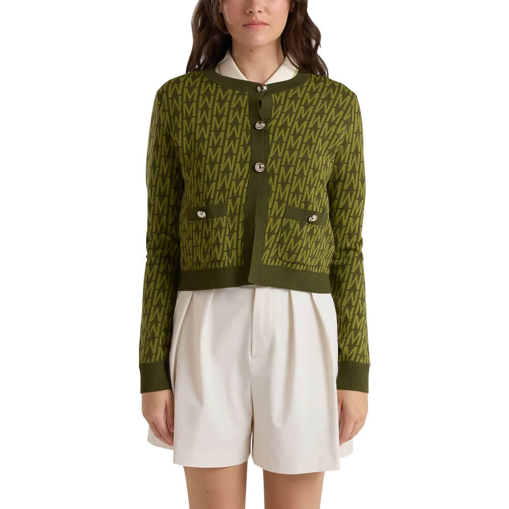 Malbon Charlotte Cardigan Golf Sweater Olive Multi - FW24 Women