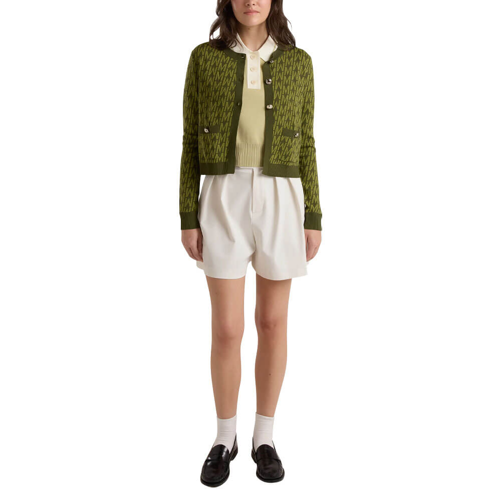 Malbon Charlotte Cardigan Golf Sweater Olive Multi - FW24 Women