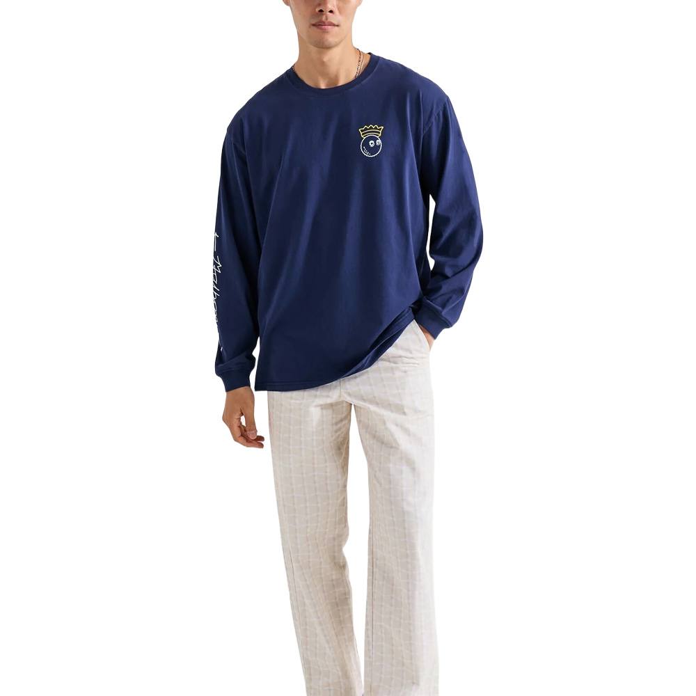 Malbon Trophy LS Golf T-Shirt Navy - FW24