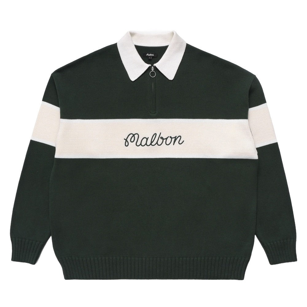 Malbon Bennet Knit Polo Golf Sweater Forest - FW24