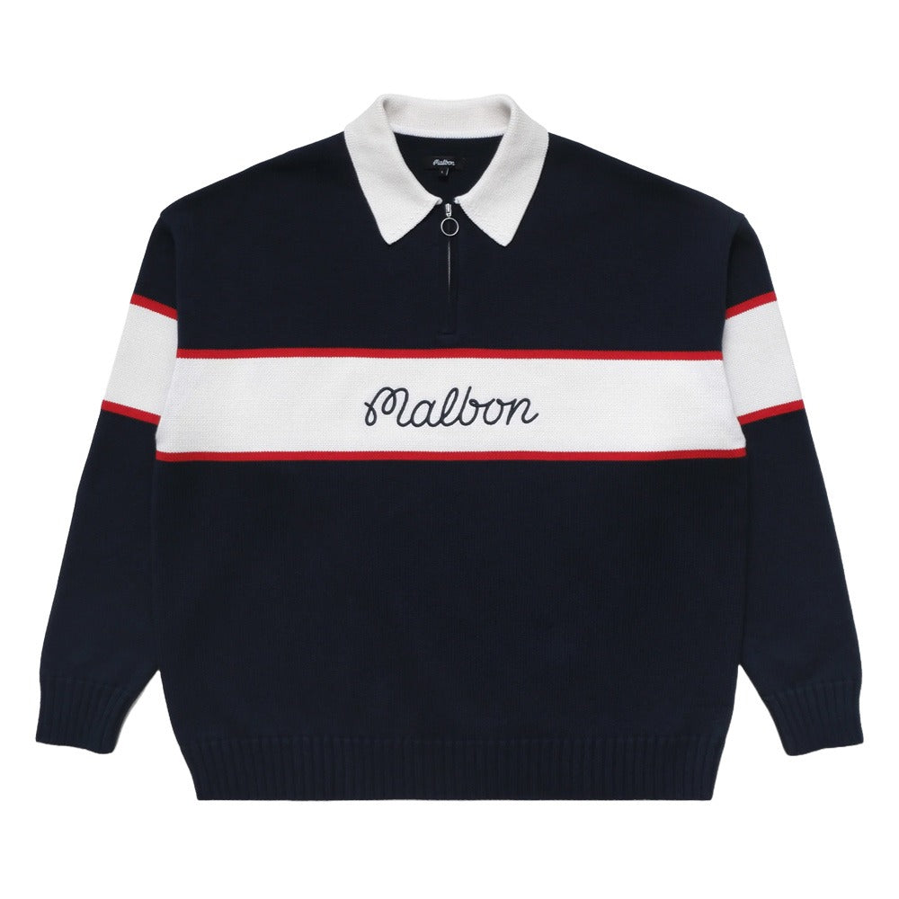 Malbon Bennet Knit Polo Golf Sweater Navy - FW24