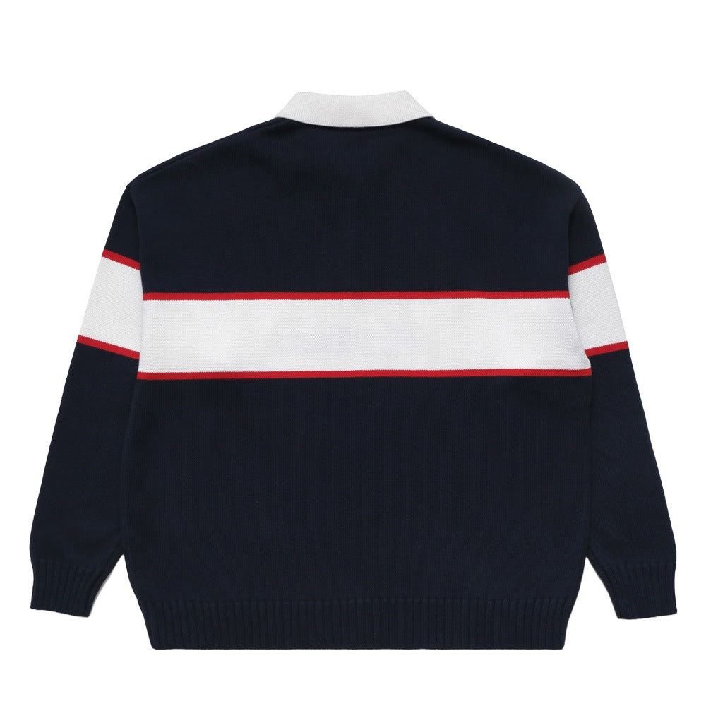 Malbon Bennet Knit Polo Golf Sweater Navy - FW24