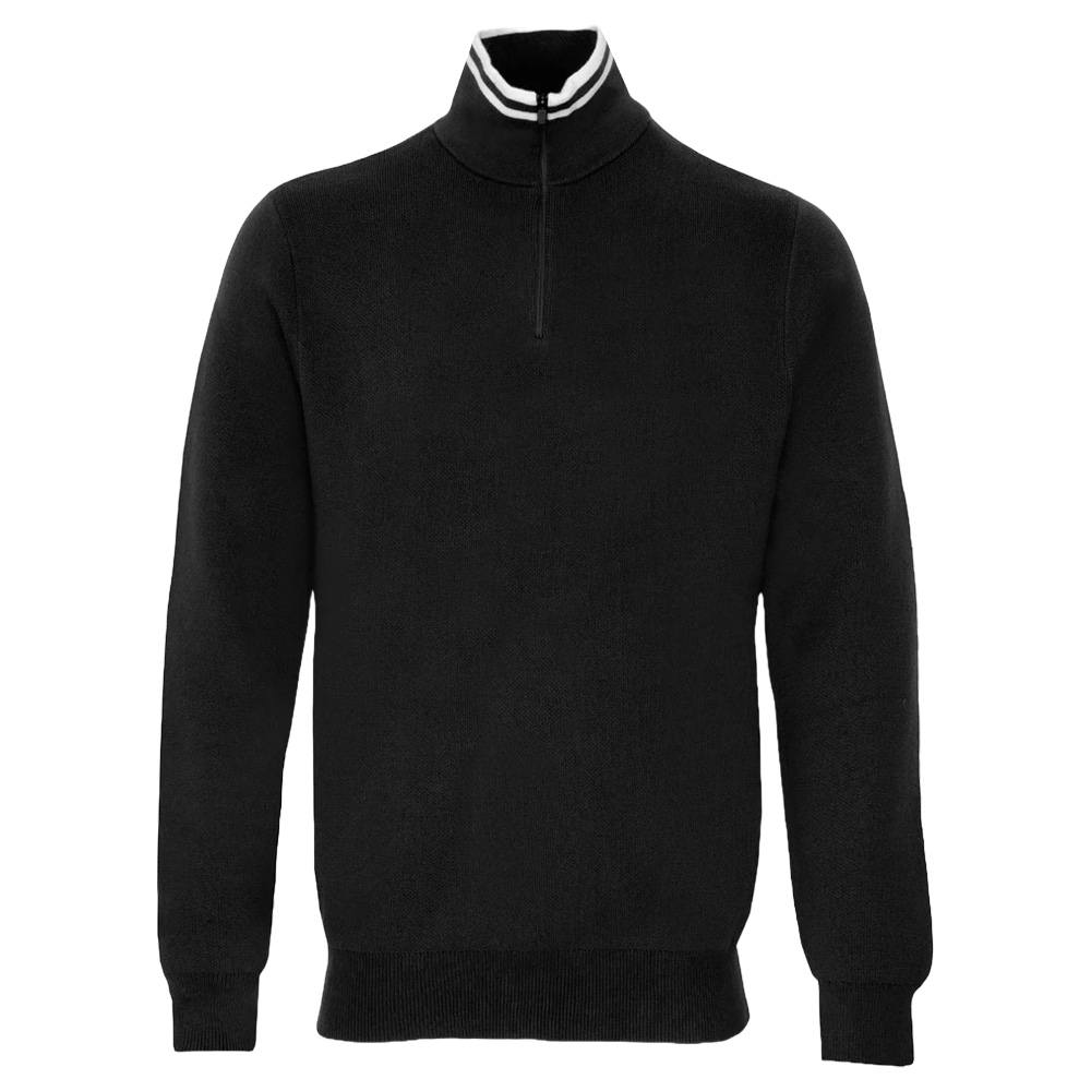 Malbon Evergreen Sorrel Knit 1/4 Zip Golf Pullover Black - FW24