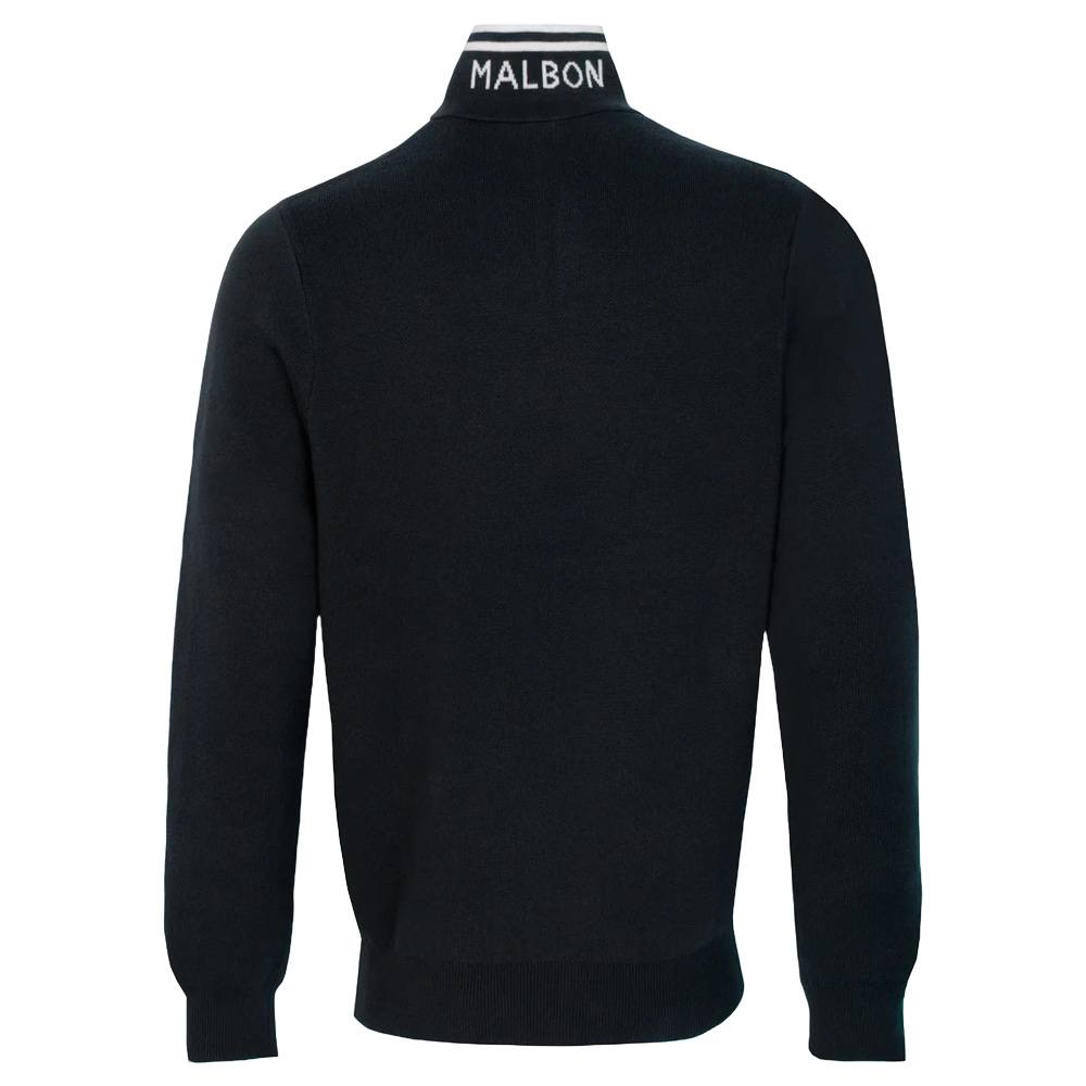 Malbon Evergreen Sorrel Knit 1/4 Zip Golf Pullover Black - FW24