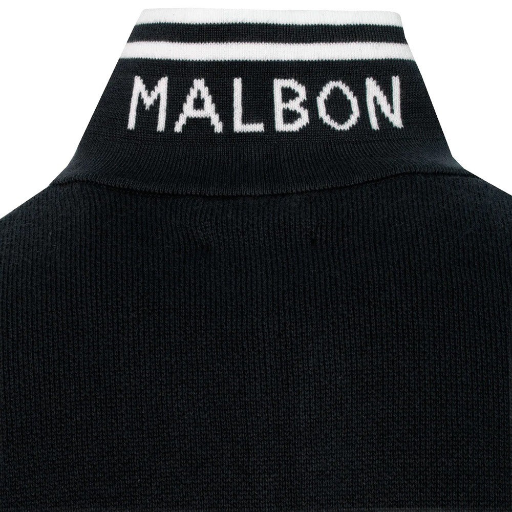 Malbon Evergreen Sorrel Knit 1/4 Zip Golf Pullover Black - FW24