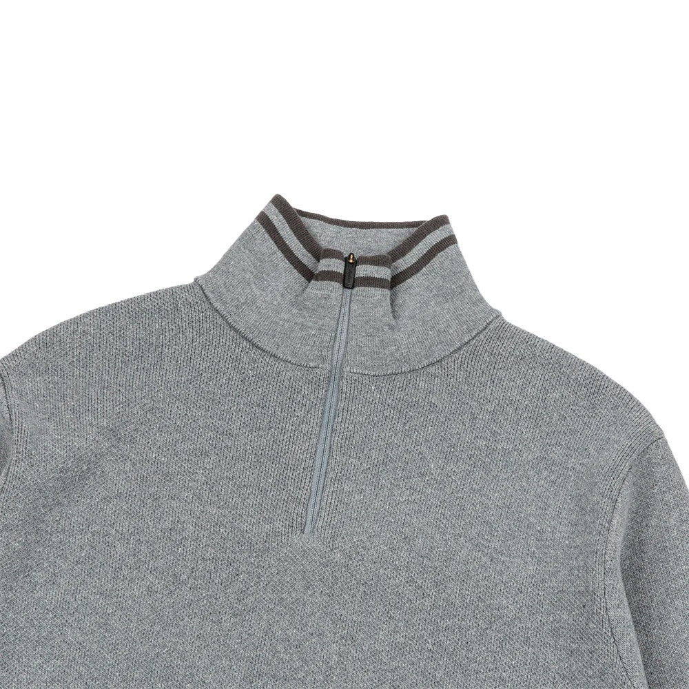 Malbon Evergreen Sorrel Knit 1/4 Zip Golf Pullover Charcoal Heather - FW24